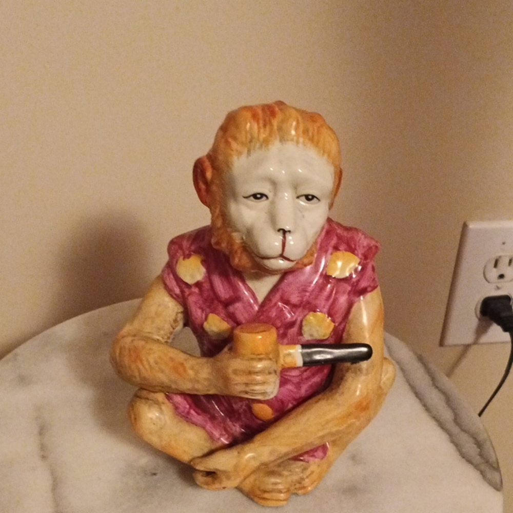 Colorful Monkey Figurine with Pipe